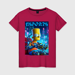 Футболка хлопковая женская Cyber Bart Simpson - esport, цвет: маджента