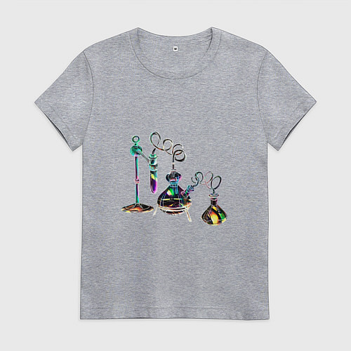 Женская футболка Стеклянные колбочки / Меланж – фото 1