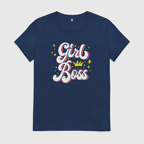 Женская футболка Girl boss crown / Тёмно-синий – фото 1