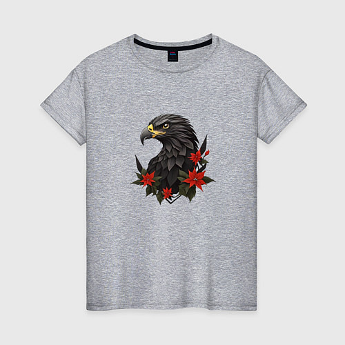Женская футболка Орел и пуансеттия / Меланж – фото 1
