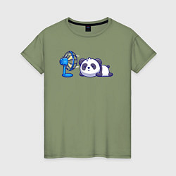 Женская футболка Панда и вентилятор