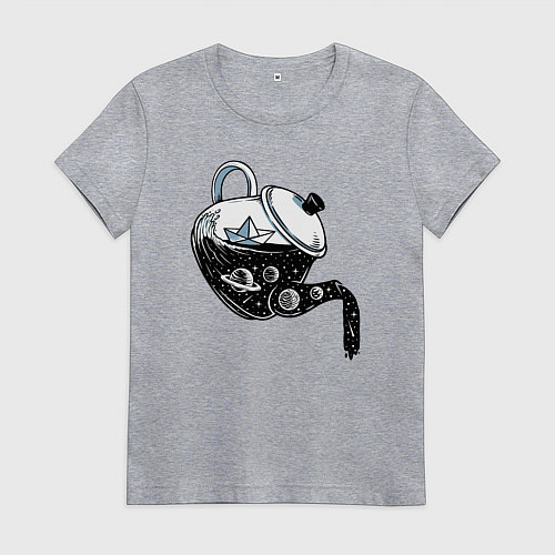 Женская футболка Космос в чайнике / Меланж – фото 1