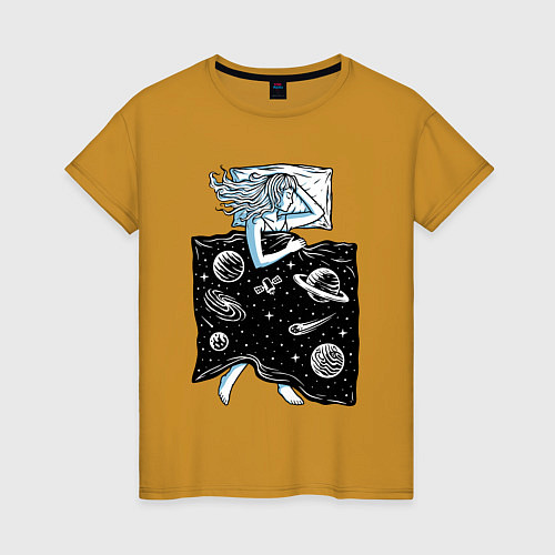 Женская футболка Космические сны / Горчичный – фото 1