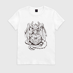 Женская футболка Дракончик обнимает игральную кость