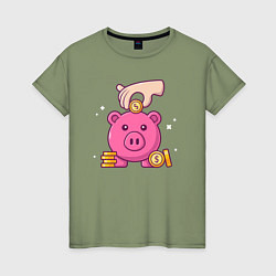 Женская футболка Свинья копилка