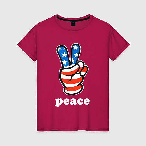 Женская футболка USA peace / Маджента – фото 1