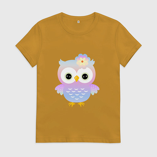 Женская футболка Милая Сова разноцветная / Горчичный – фото 1