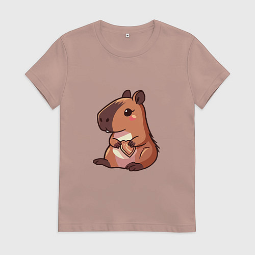 Женская футболка Капибара с печенькой в виде сердца / Пыльно-розовый – фото 1