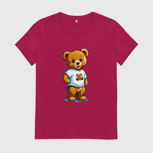 Женская футболка Медвежонок в футболке / Маджента – фото 1