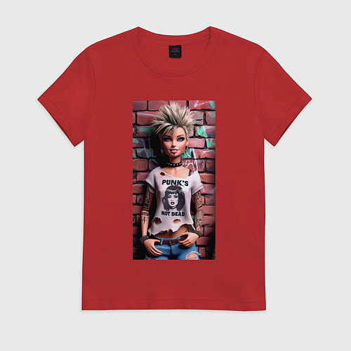 Женская футболка Barbie near wall - punks not dead / Красный – фото 1