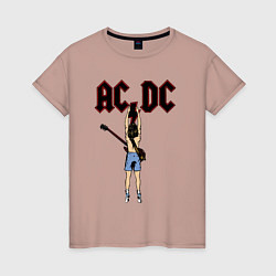 Футболка хлопковая женская Angus Young, цвет: пыльно-розовый