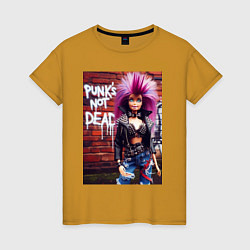 Женская футболка Punks not dead - cool Barbie ai art