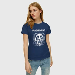 Футболка хлопковая женская Radiohead rock panda, цвет: тёмно-синий — фото 2
