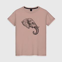 Женская футболка Голова слона в профиль