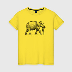 Футболка хлопковая женская Слон гуляет, цвет: желтый