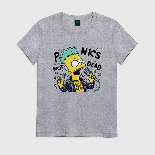 Женская футболка Bart Simpson - punks not dead / Меланж – фото 1