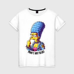 Женская футболка Marge Simpson - punks not dead motto