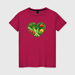 Футболка хлопковая женская Сердце из овощей, цвет: маджента