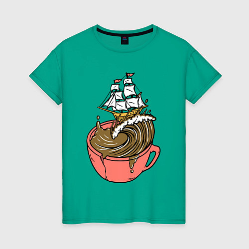 Женская футболка Кофейный корабль / Зеленый – фото 1