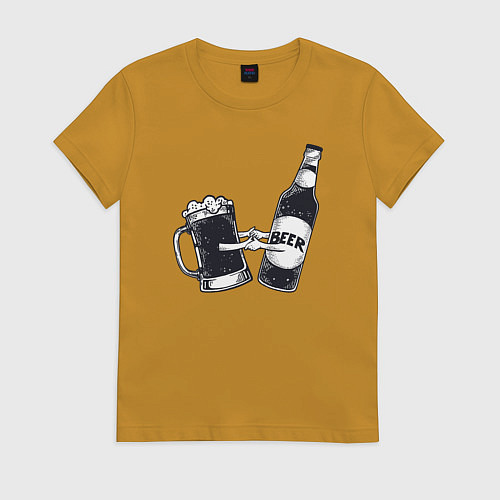 Женская футболка Beer love / Горчичный – фото 1