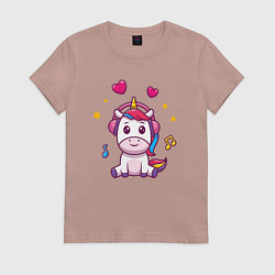 Женская футболка Единорог в наушниках