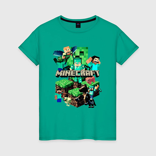 Женская футболка Персонажи из Minecraft / Зеленый – фото 1