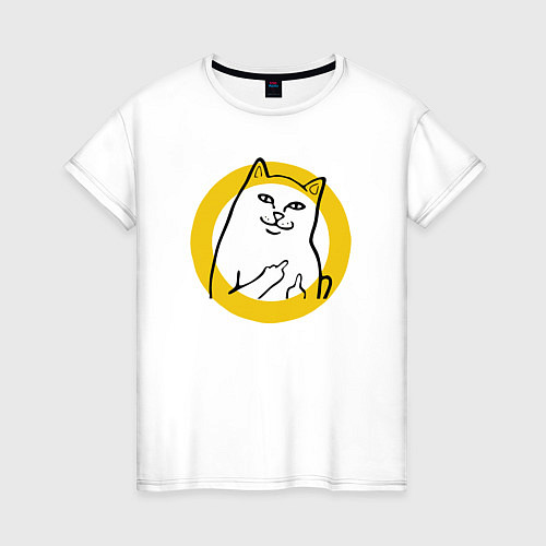 Женская футболка Кот мем черно белый / Белый – фото 1