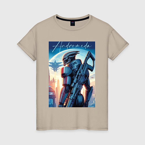 Женская футболка Mass Effect - alien andromeda ai art / Миндальный – фото 1