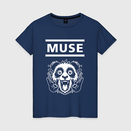 Женская футболка Muse rock panda / Тёмно-синий – фото 1