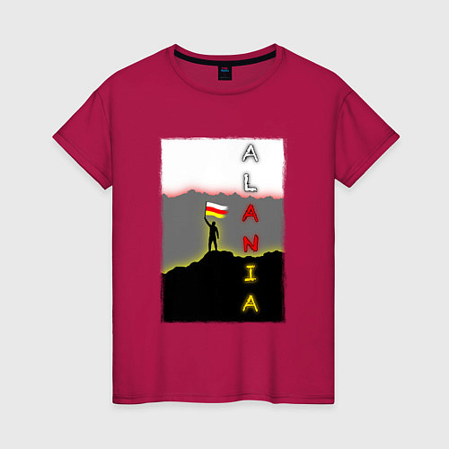 Женская футболка Алания человек с флагом / Маджента – фото 1