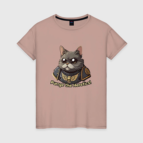 Женская футболка Котик еретик / Пыльно-розовый – фото 1