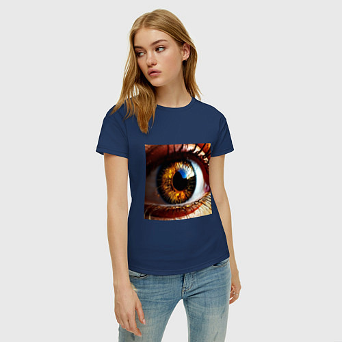 Женская футболка Золотой карий глаз в стиле стимпанк / Тёмно-синий – фото 3