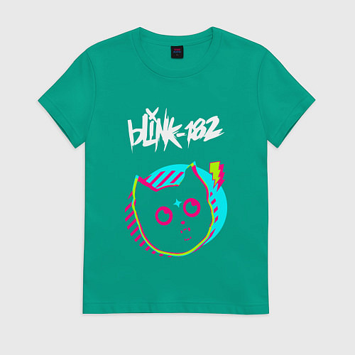 Женская футболка Blink 182 rock star cat / Зеленый – фото 1