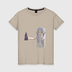 Женская футболка Фрирен Провожающая в последний путь улыбается