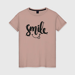 Футболка хлопковая женская Funny smile, цвет: пыльно-розовый