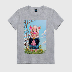 Женская футболка Поросёнок весной