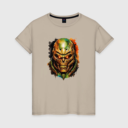 Женская футболка Doom slayer skull / Миндальный – фото 1