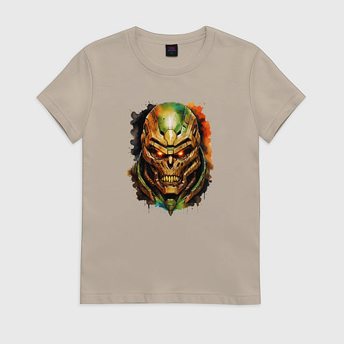 Женская футболка Doom slayer skull / Миндальный – фото 1
