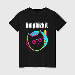 Футболка хлопковая женская Limp Bizkit rock star cat, цвет: черный