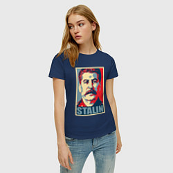 Футболка хлопковая женская Face Stalin, цвет: тёмно-синий — фото 2