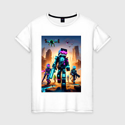 Женская футболка Minecraft - cyberpunk ai art fantasy