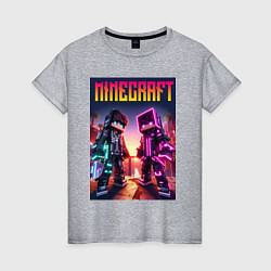 Женская футболка Minecraft - neon fantasy ai art