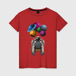 Женская футболка Космонавт на воздушных шарах