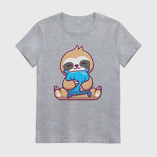 Женская футболка Ленивец с подушкой / Меланж – фото 1