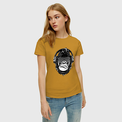 Женская футболка Music gorilla / Горчичный – фото 3