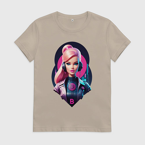 Женская футболка Барби - cyberpunk ai art / Миндальный – фото 1