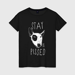 Футболка хлопковая женская Stay dog pissed, цвет: черный