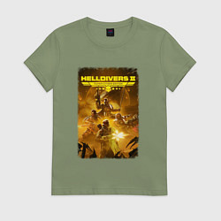 Футболка хлопковая женская Helldivers 2: Battleground, цвет: авокадо