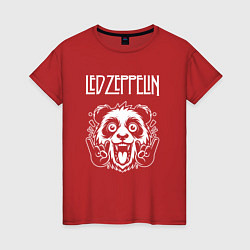 Футболка хлопковая женская Led Zeppelin rock panda, цвет: красный