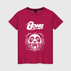 Футболка хлопковая женская David Bowie rock panda, цвет: маджента